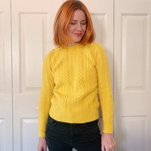 J. Crew Wool Sweater Perfect Cable Crew Buttons, medium